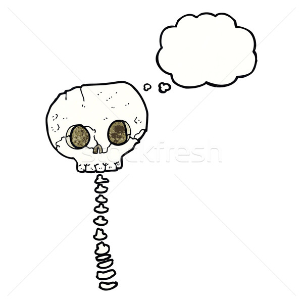 cartoon spooky skull and spine with thought bubble Stock photo © lineartestpilot