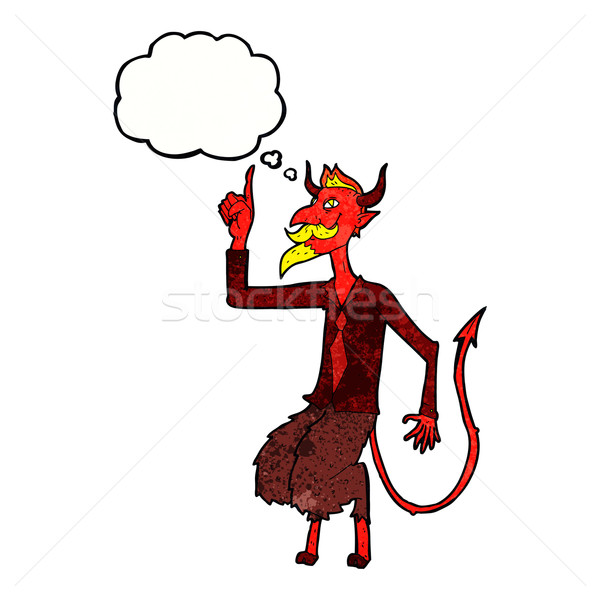 Desen animat diavol cămaşă cravată bule gandire mână Imagine de stoc © lineartestpilot