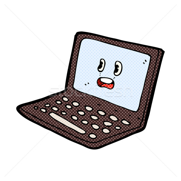 Cômico desenho animado computador portátil retro estilo Foto stock © lineartestpilot