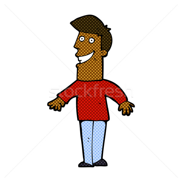 Képregény rajz vigyorog férfi retro képregény Stock fotó © lineartestpilot