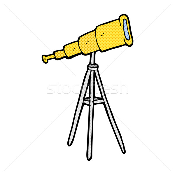 Komische cartoon telescoop retro stijl Stockfoto © lineartestpilot