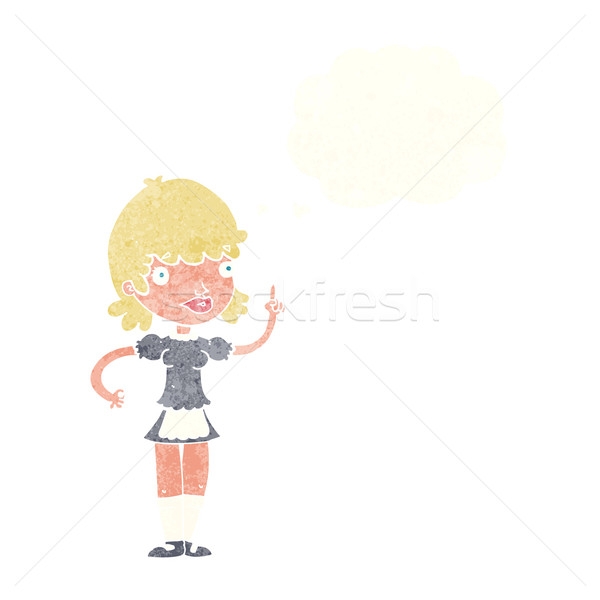 [[stock_photo]]: Cartoon · soubrette · bulle · de · pensée · main · design · fou