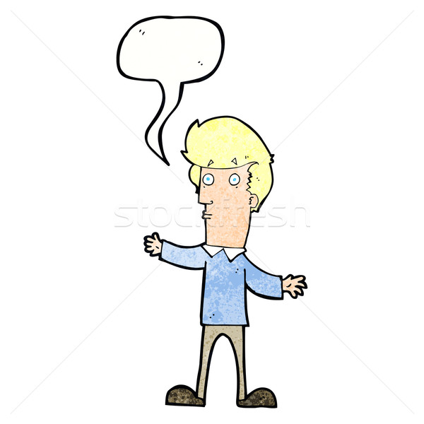 Stock photo: cartoon startled man with speech bubble