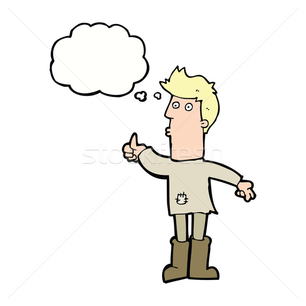 Cartoon arme man gedachte bel hand ontwerp Stockfoto © lineartestpilot