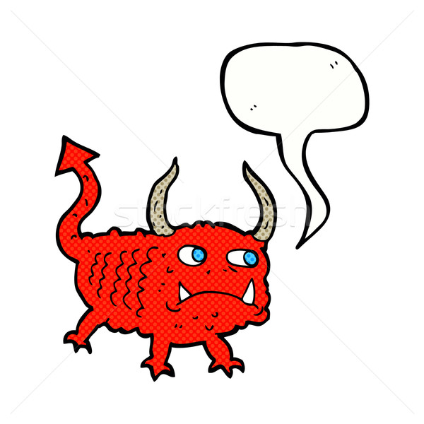 Cartoon weinig demon tekstballon hand ontwerp Stockfoto © lineartestpilot