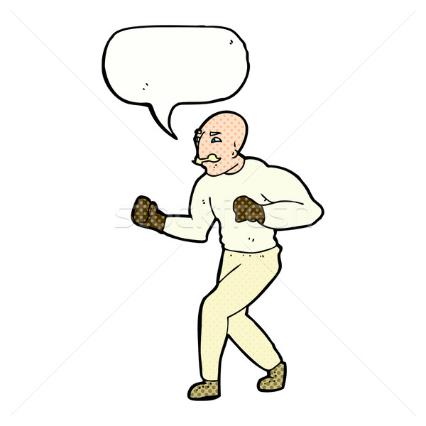 cartoon victorian boxer with speech bubble Stock photo © lineartestpilot