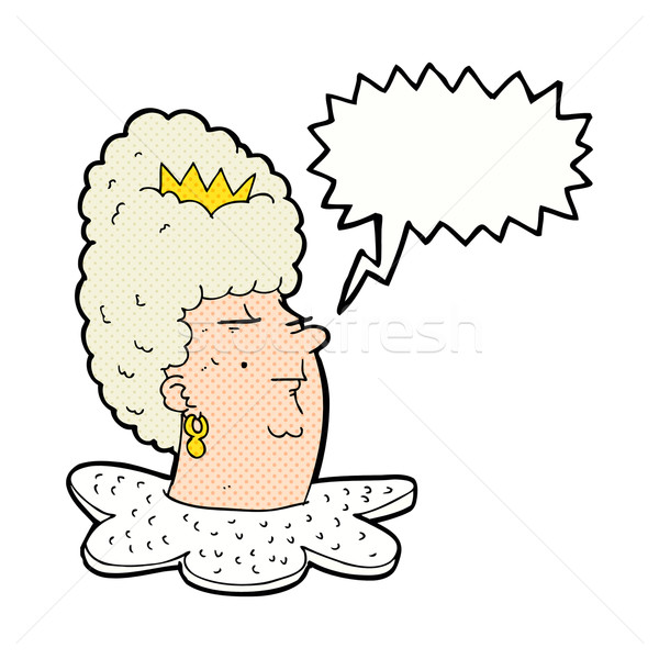 Cartoon koningin hoofd tekstballon hand ontwerp Stockfoto © lineartestpilot