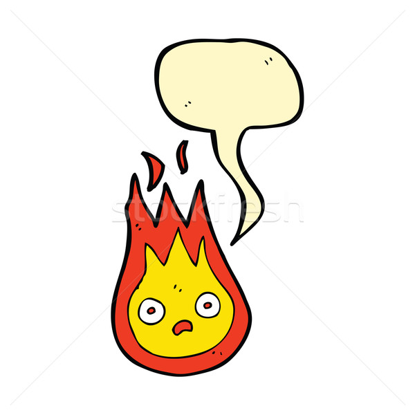 Cartoon vriendelijk vuurbol tekstballon hand ontwerp Stockfoto © lineartestpilot