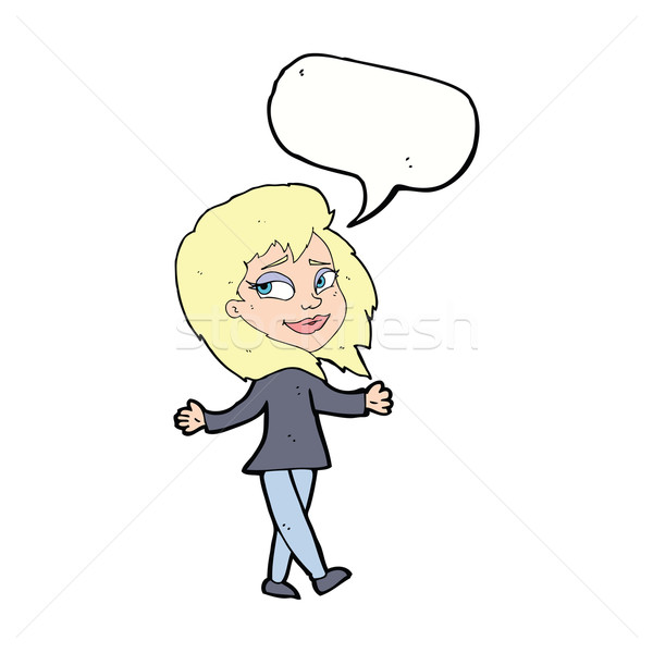 stress free woman cartoon with speech bubble Stock photo © lineartestpilot