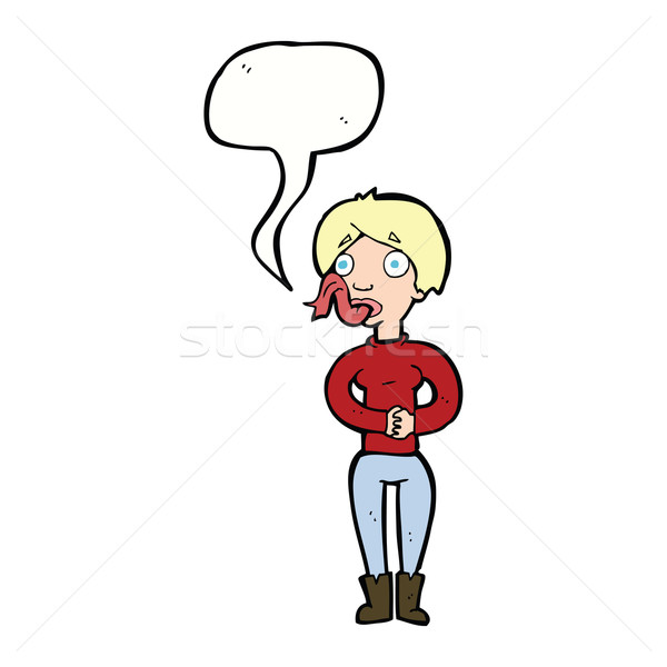 cartoon woman with snake tongue with speech bubble Stock photo © lineartestpilot