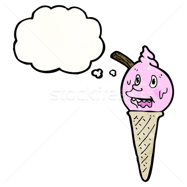Cartoon cono de helado retro dibujo idea burbuja Foto stock © lineartestpilot