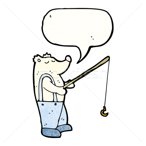 cartoon polar bear with fishing rod Stock photo © lineartestpilot