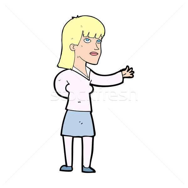 Cartoon vrouw uitleggen hand ontwerp gek Stockfoto © lineartestpilot