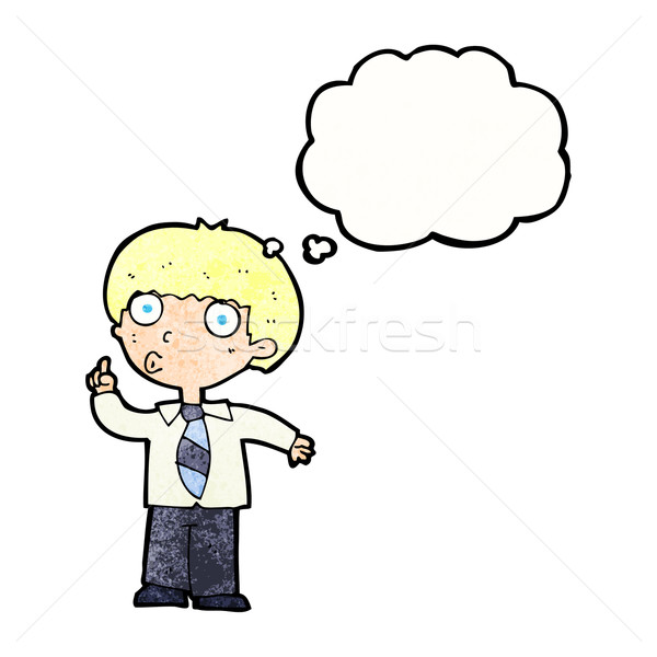 cartoon school boy with question with thought bubble Stock photo © lineartestpilot