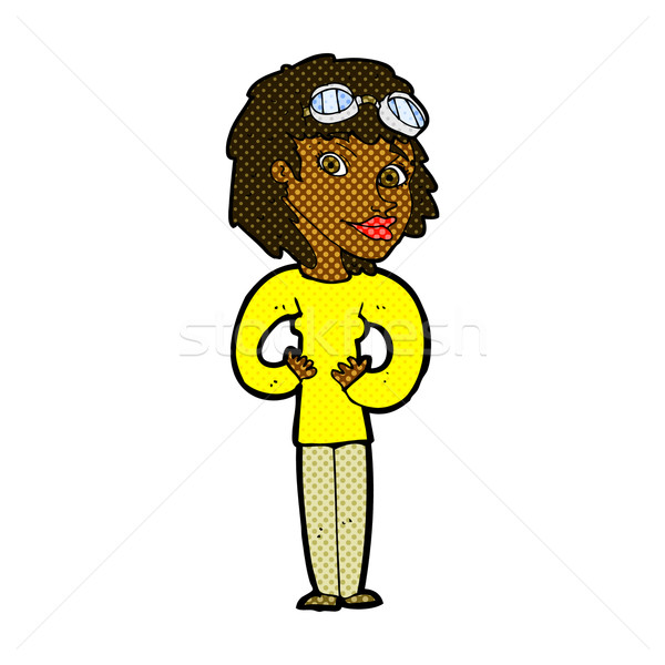 comic cartoon aviator woman Stock photo © lineartestpilot