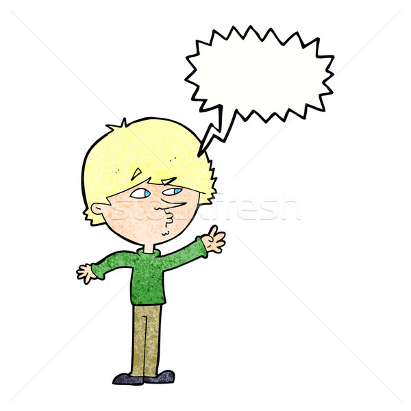 cartoon worried man reaching with speech bubble Stock photo © lineartestpilot