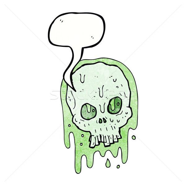 cartoon slimy skull with speech bubble Stock photo © lineartestpilot