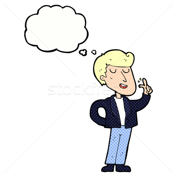 Stock photo: cartoon cool guy snapping fingers with thought bubble