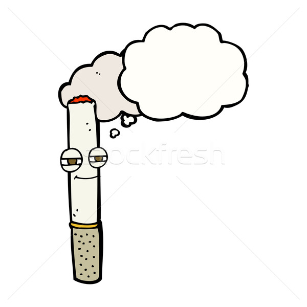 Cartoon heureux cigarette bulle de pensée main design [[stock_photo]] © lineartestpilot