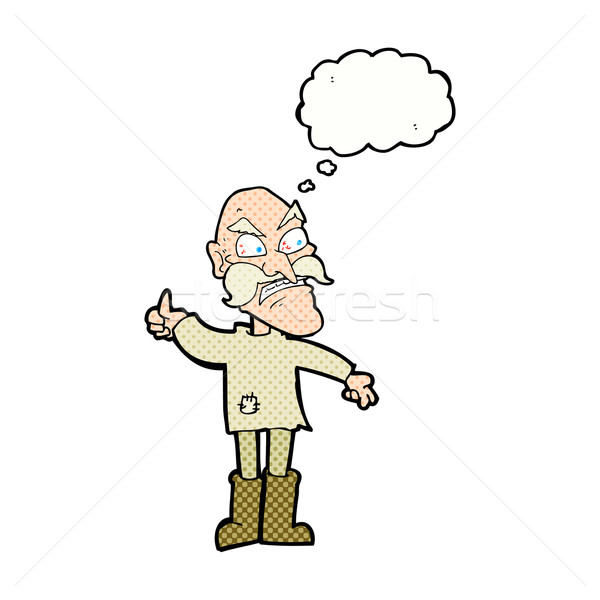 cartoon angry old man in patched clothing with speech bubble Stock photo © lineartestpilot