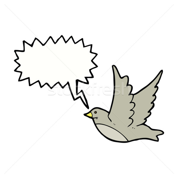 cartoon flying bird with speech bubble Stock photo © lineartestpilot