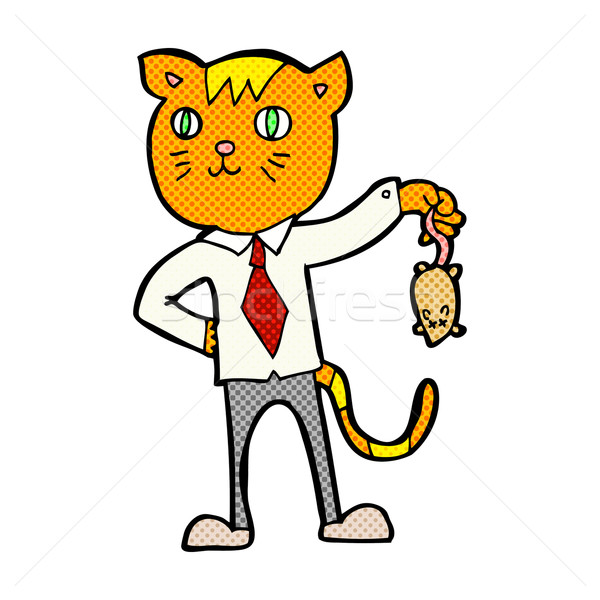 comic cartoon business cat with dead mouse Stock photo © lineartestpilot