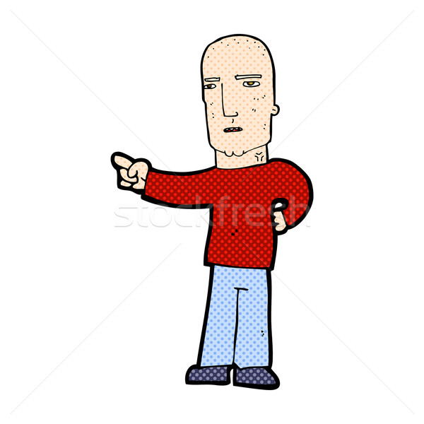 Stock photo: comic cartoon tough guy pointing