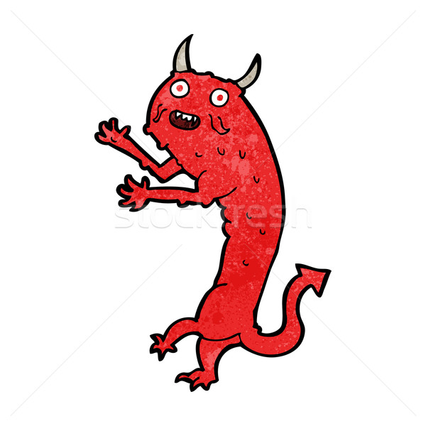 Desen animat diavol proiect artă retro amuzant Imagine de stoc © lineartestpilot