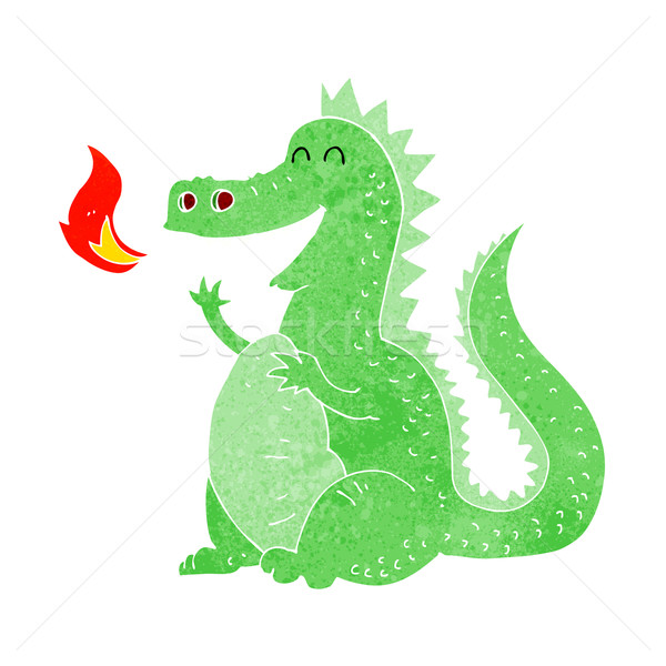 Karikatur Feuer Atmen Drachen Hand Design Stock foto © lineartestpilot