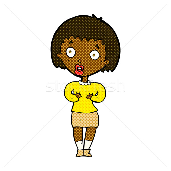 comic cartoon woman making Who Me? gesture Stock photo © lineartestpilot