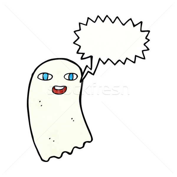 Engraçado desenho animado fantasma balão de fala mão projeto Foto stock © lineartestpilot