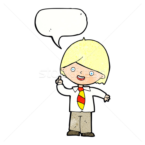 cartoon school boy answering question with speech bubble Stock photo © lineartestpilot