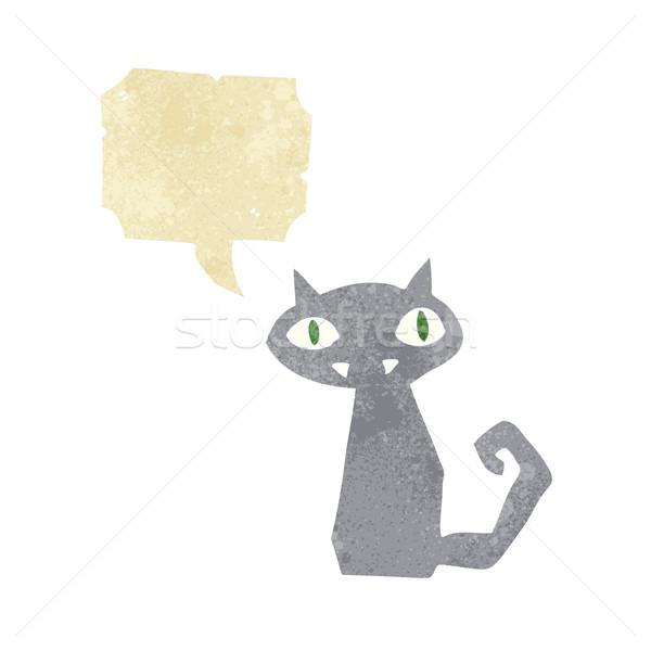 cartoon black cat with speech bubble Stock photo © lineartestpilot