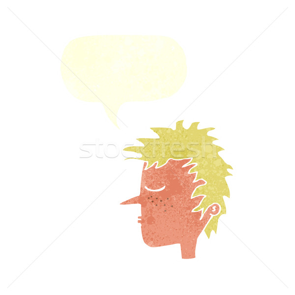 cartoon male face with speech bubble Stock photo © lineartestpilot