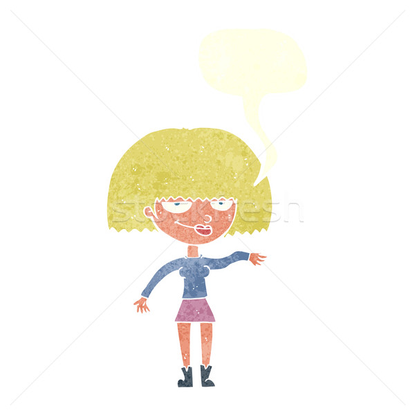 cartoon smug woman making dismissive gesture with speech bubble Stock photo © lineartestpilot