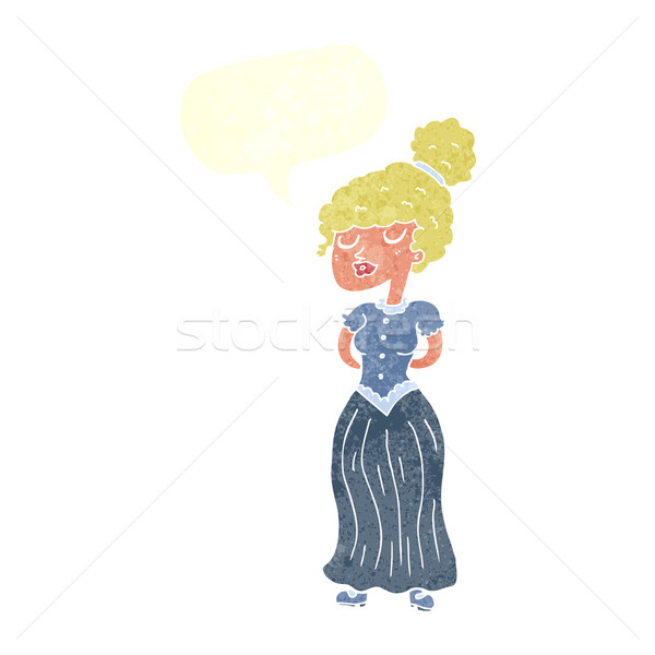 cartoon pretty victorian woman with speech bubble Stock photo © lineartestpilot