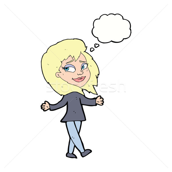 stress free woman cartoon with thought bubble Stock photo © lineartestpilot