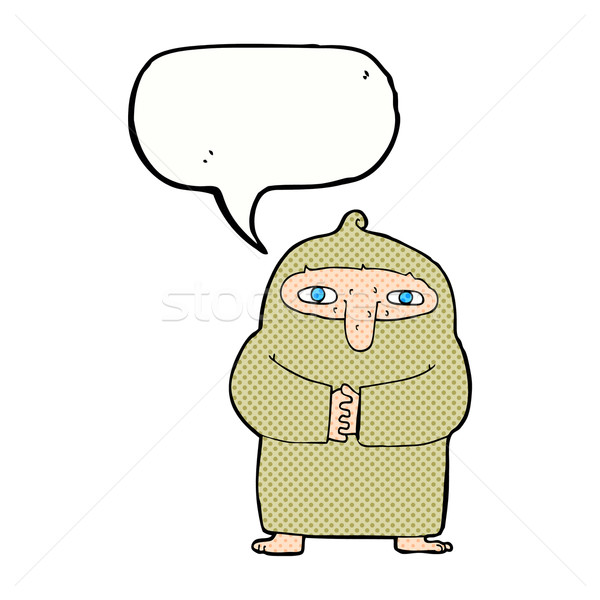 Desen animat calugar halat bule de vorbire mână proiect Imagine de stoc © lineartestpilot