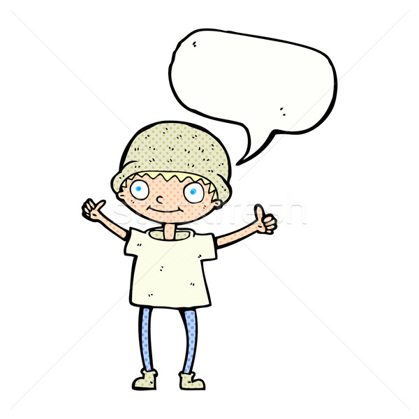 cartoon boy with positive attitude with speech bubble Stock photo © lineartestpilot