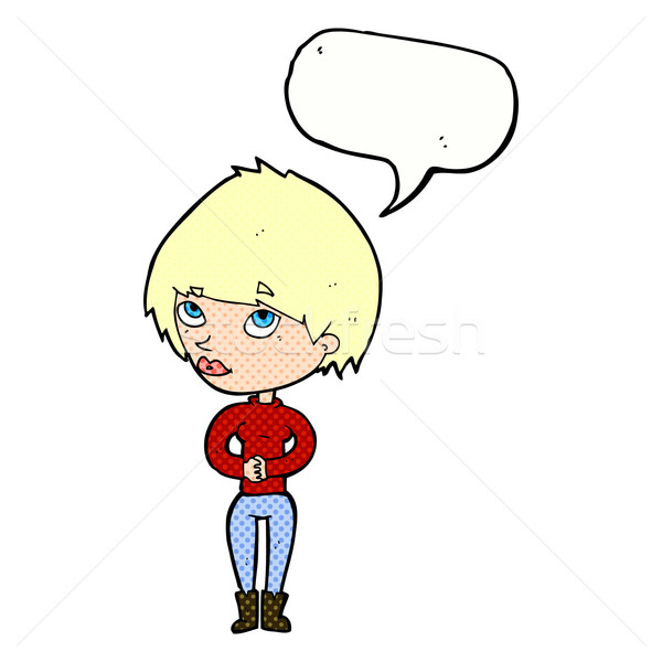 cartoon woman considering with speech bubble Stock photo © lineartestpilot