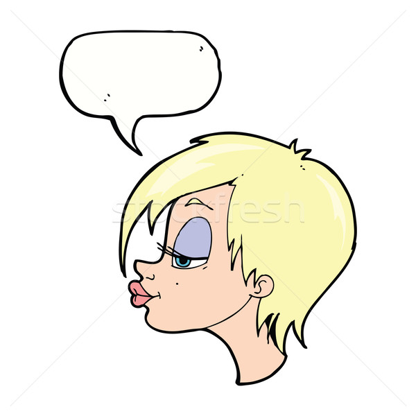 cartoon pretty woman with speech bubble Stock photo © lineartestpilot