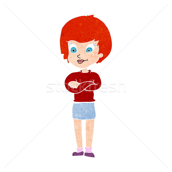 [[stock_photo]]: Cartoon · fier · femme · heureux · design · art