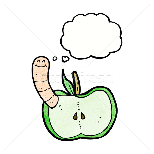 cartoon apple with worm with thought bubble Stock photo © lineartestpilot