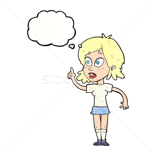 Desenho animado mulher pergunta balão de pensamento mão Foto stock © lineartestpilot