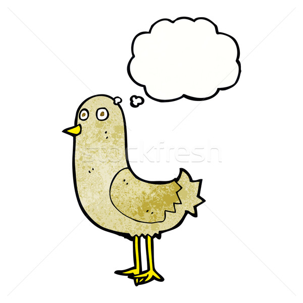 Cartoon vogel gedachte bel hand ontwerp gek Stockfoto © lineartestpilot