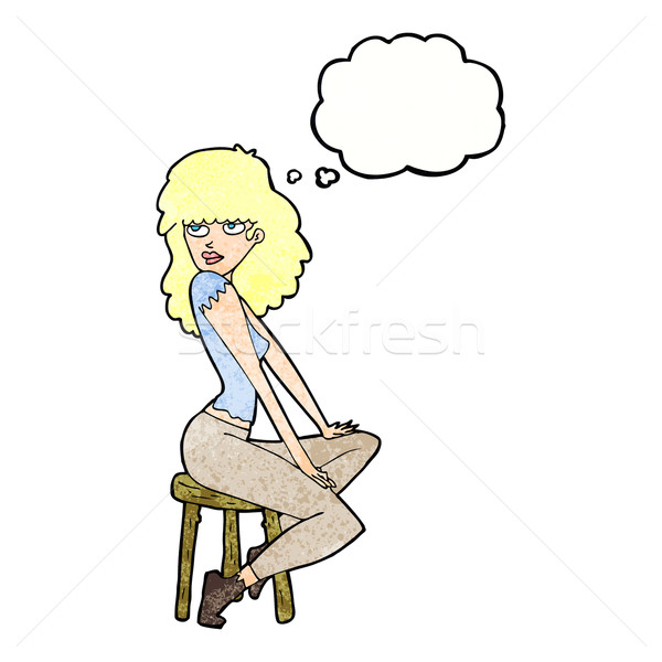cartoon woman striking pose with thought bubble Stock photo © lineartestpilot