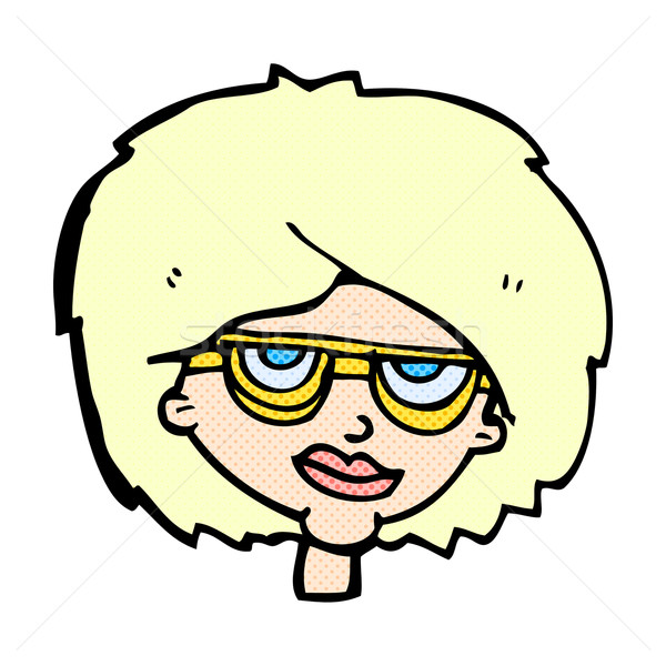 Comic Karikatur Frau tragen Brillen Retro Stock foto © lineartestpilot