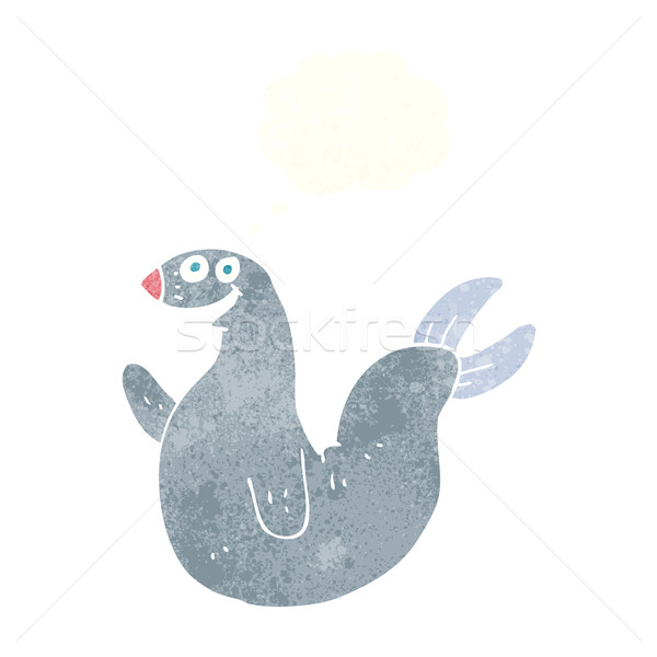 cartoon happy seal with thought bubble Stock photo © lineartestpilot