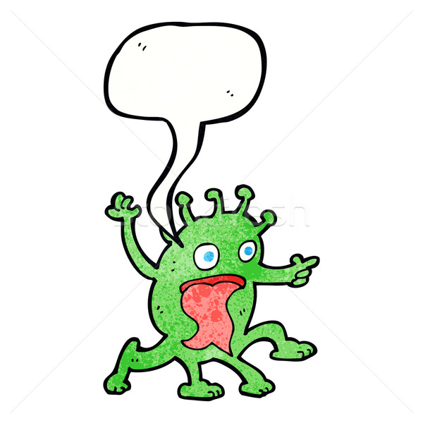 Cartoon weird weinig vreemdeling tekstballon hand Stockfoto © lineartestpilot