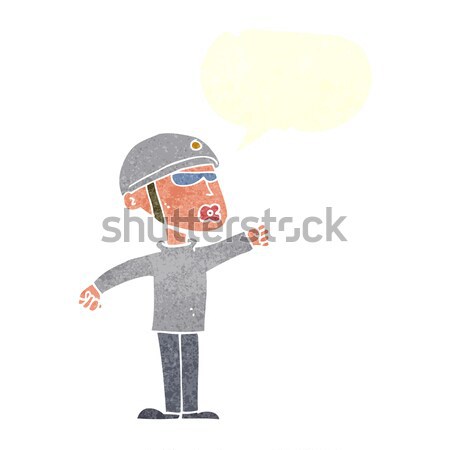 cartoon security man panicking with speech bubble Stock photo © lineartestpilot